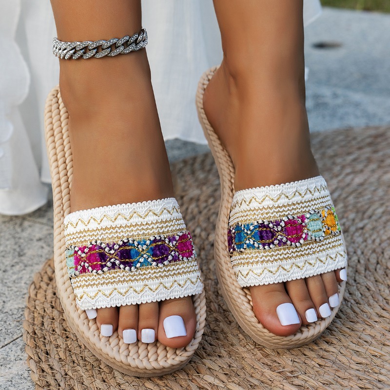 Ethnic Modern Fashion - Sandales plates d'extérieur pour femmes, style