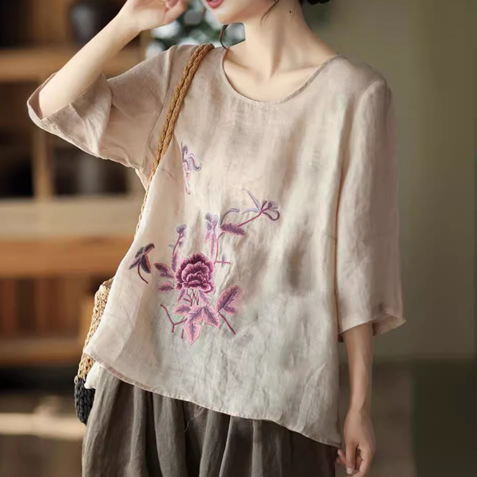 Chemisier d'été rétro en coton - New Ethnic Fashion avis et prix